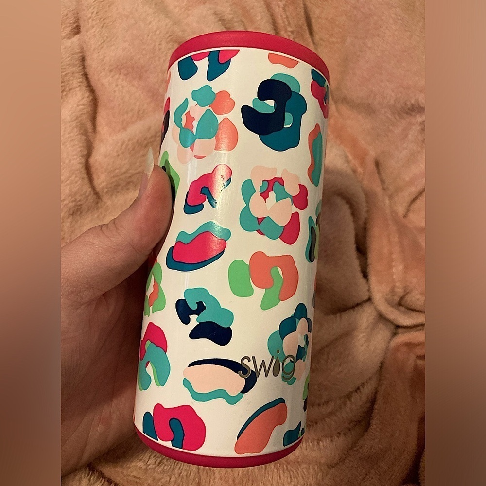 Colorful leopard print Swig metal slim can cooler